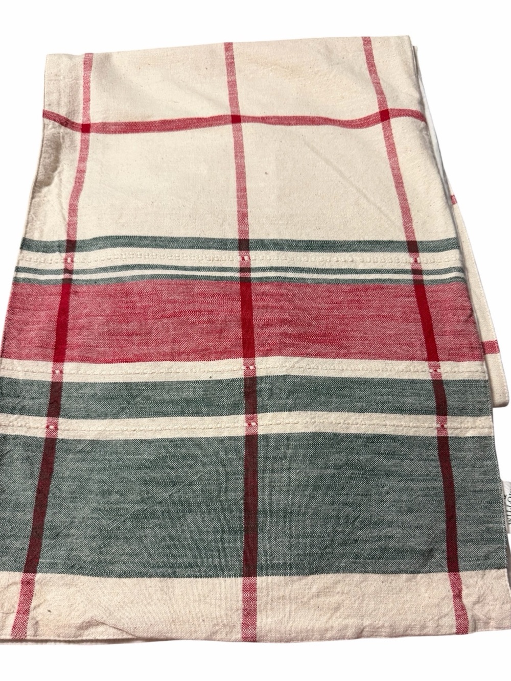 Bee & Willow Christmas Table Runner Red Green Plaid Cotton 14x72